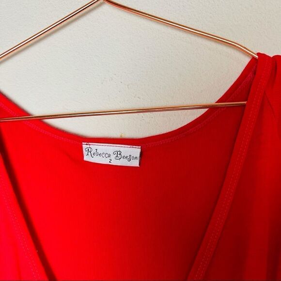 EUC Vintage 90’s Rebecca Beeson Red V Neck Top 2 - Picture 3 of 5